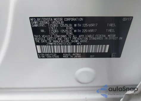 2017 Toyota Rav4 Xle из США, поврежденный, VIN JTMWFREV2HD101420